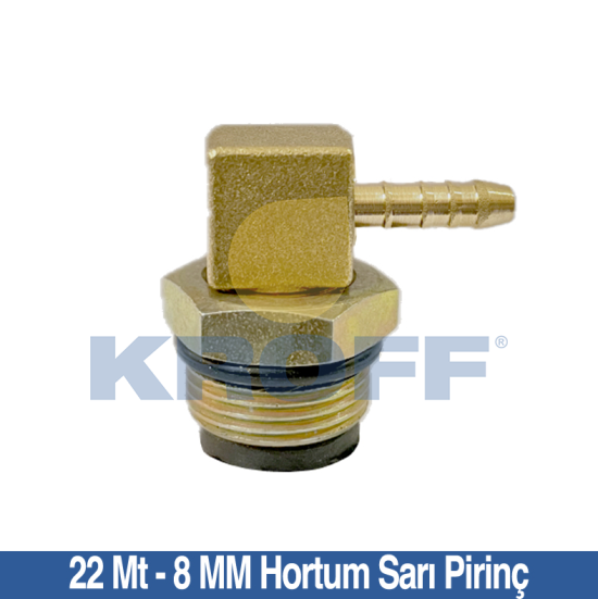 Hortum Bağlantı Adaptörü (Sarı) Mt 22 x 1,5 - 8 MM Pirinç